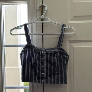 Brandy Melville Black and White Striped Crop Top